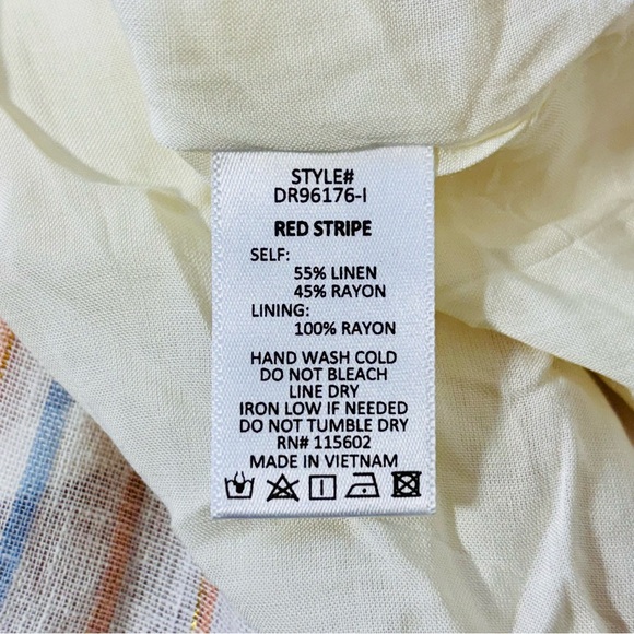 NWOT Lush Women’s Peach & Orange Striped Linen Blend Sleeveless Sun Dress Size S - Picture 7 of 8